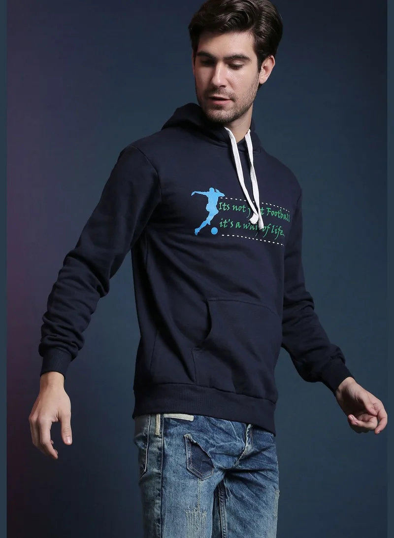 Campus Sutra Front Pocket Printed Hoodie
