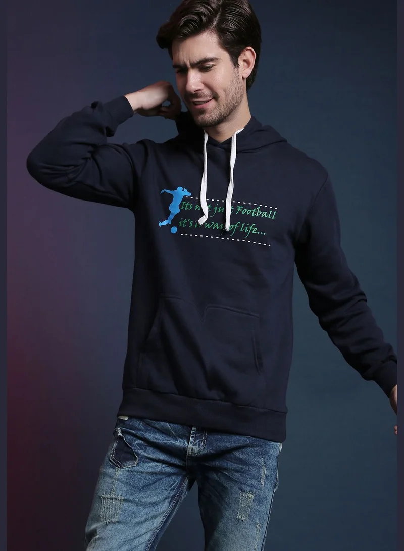 Campus Sutra Front Pocket Printed Hoodie