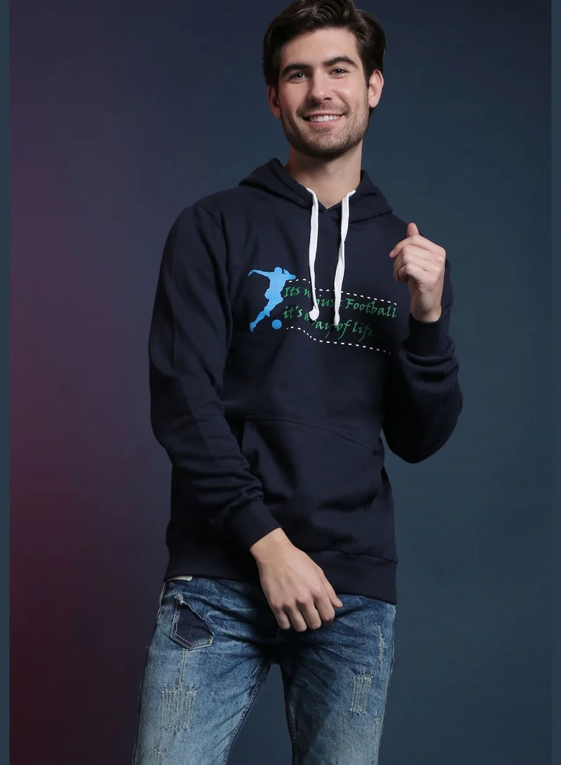 Campus Sutra Front Pocket Printed Hoodie