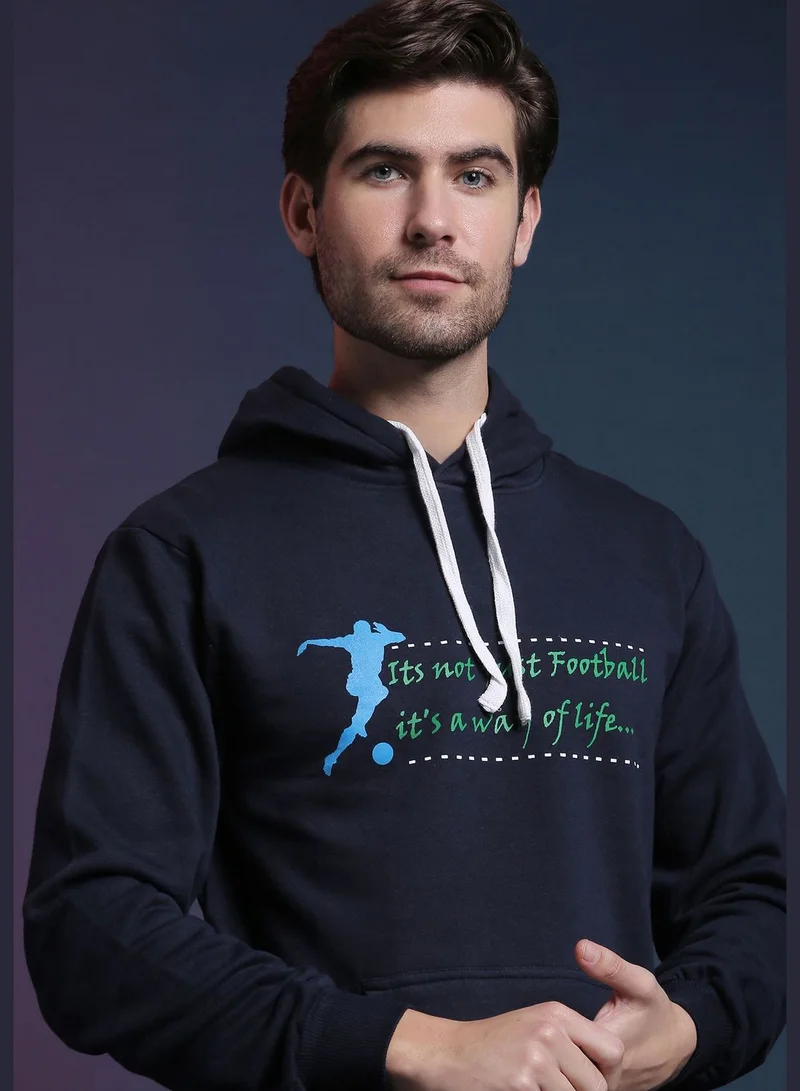 Campus Sutra Front Pocket Printed Hoodie