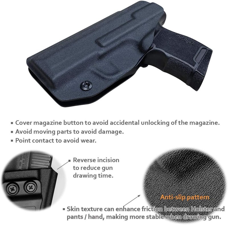 POLE.CRAFT Sig P365 Holster IWB Kydex Custom Fit: Sig Sauer P365 / P365 SAS / P365 X Pistol - Inside Waistband - Adj. Cant Retention - Image 5