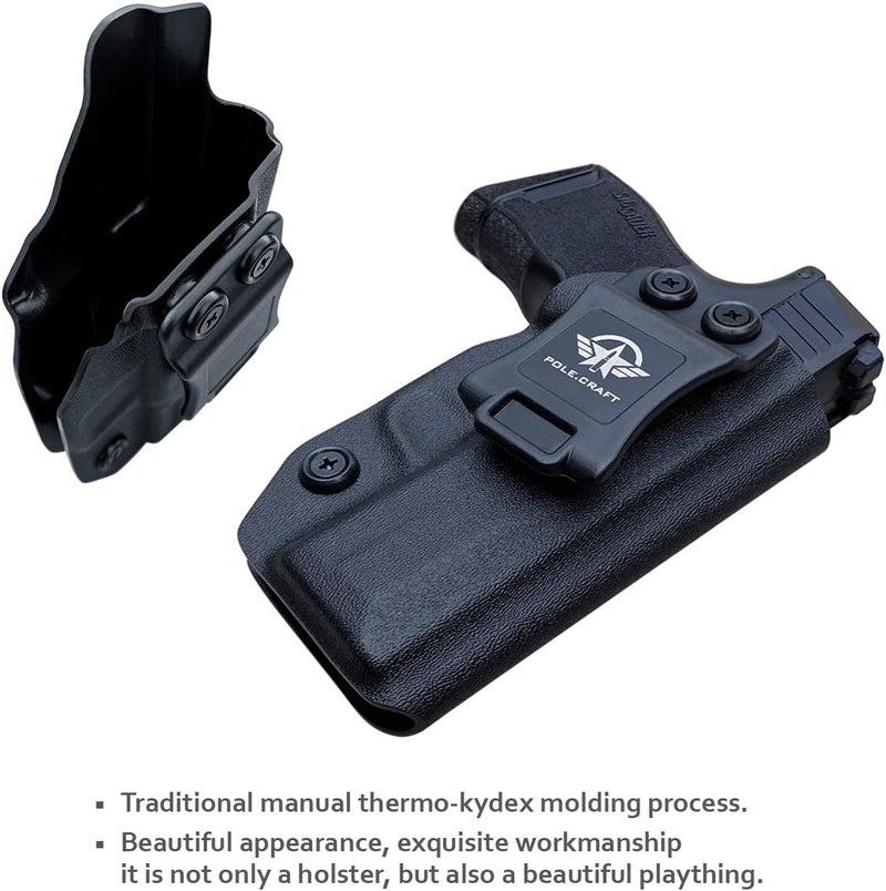 POLE.CRAFT Sig P365 Holster IWB Kydex Custom Fit: Sig Sauer P365 / P365 SAS / P365 X Pistol - Inside Waistband - Adj. Cant Retention - Image 4