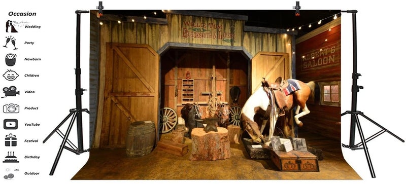 Yeele 10x8ft Wild West Backdrop for Photography Old Western Cowboy Saloon Saddle Background Party Decoration Banner Kids Man Children Boy Photo Booth Shoot Vinyl Studio Props - Image 4