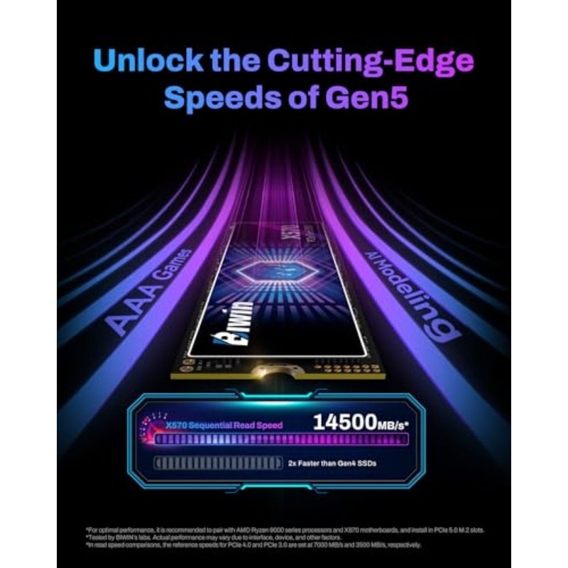 BIWIN Black Opal X570 Gen5 SSD 1TB M.2 2280 PCIe 5.0 NVMe 2.0 Up to 14000 MB s Microsoft Directstorage Internal Solid State Drive for Desktop Laptop AI PC - Image 2