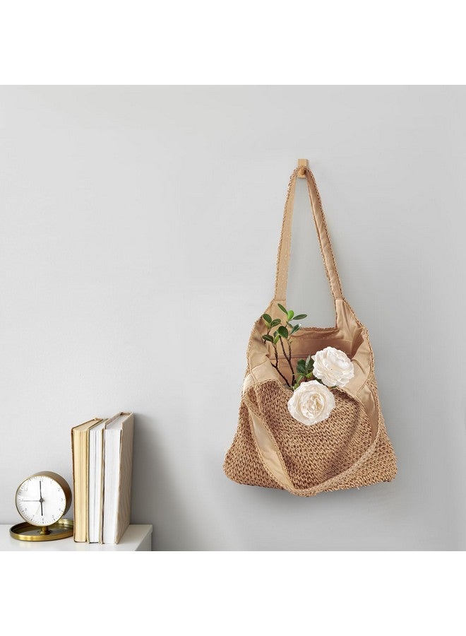 Pleneal Straw Beach Bags for Women - Women Beach Handmade Woven Tote Bag, Summer Mesh Hollow Shoulder Bag for Holiday - Image 4