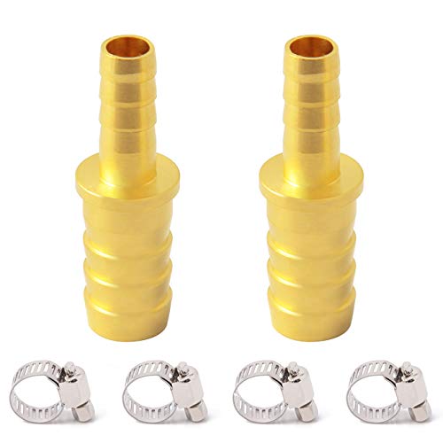 Metaland Brass Hose Barb Reducer, 1/4" to 3/16" Hose ID, Reducing Barbed Hose Splicer Mender Coupler Warter Fuel Air (Pack of 2) - Image 1