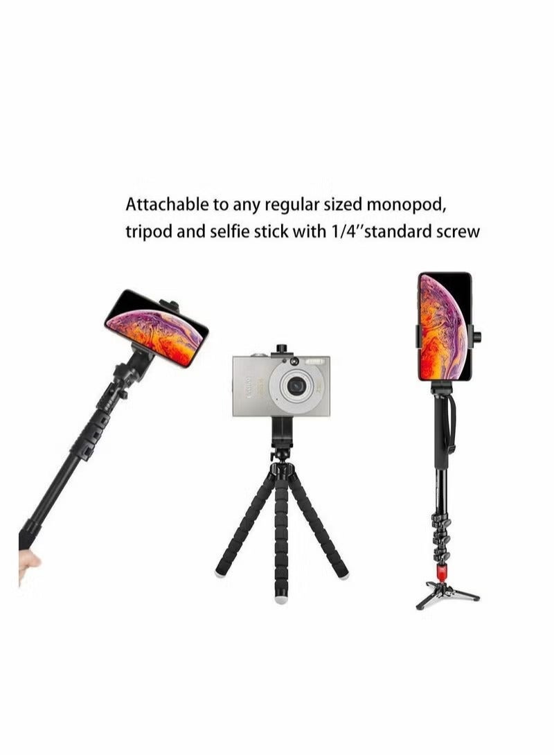 Smartphone Tripod Adapter Cell Phone Holder Mount Adapter, Fits iPhone, Samsung, and all Phones, Rotates Vertical and Horizontal, Adjustable Clamp - Image 5