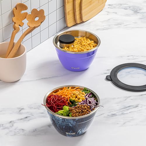 S'well Stainless Steel Salad Bowl Kit 64oz, Hillside Lavender, Comes with 2oz Mini Canister and Removable Tray for Organization, Leakproof, Easy to Clean, Dishwasher Safe - Image 5