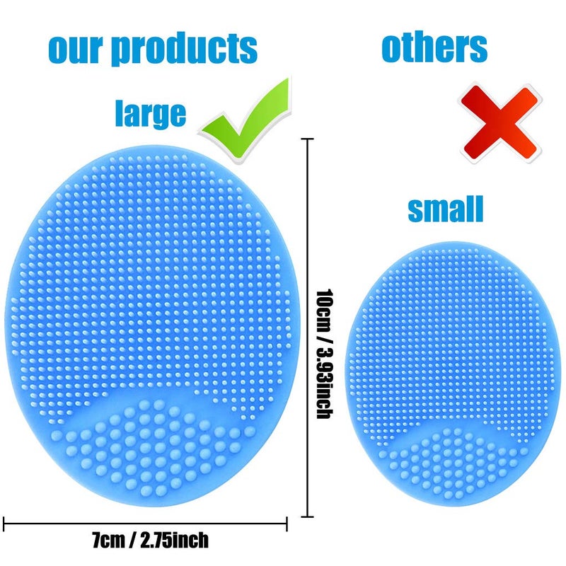 MR LION Baby Bath Brush, Baby Cradle Cap Brush, Silicone Massage Brush, Silicone Scrubbers Exfoliator Brush, Baby Skin Scrubbers for Dry Skin, Cradle Cap and Eczema (Large-Blue & Green) - Image 2