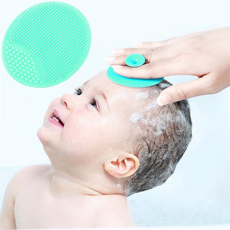 MR LION Baby Bath Brush, Baby Cradle Cap Brush, Silicone Massage Brush, Silicone Scrubbers Exfoliator Brush, Baby Skin Scrubbers for Dry Skin, Cradle Cap and Eczema (Large-Blue & Green) - Image 5