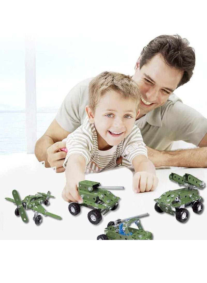 Rubik DIY STEM Toys Kit, Include Military Tank Assault Car Plane Truck Army Toys for Boys 8+, 4in1 Creative Metal Construction Building Educational DIY Toys Set  - Image 3