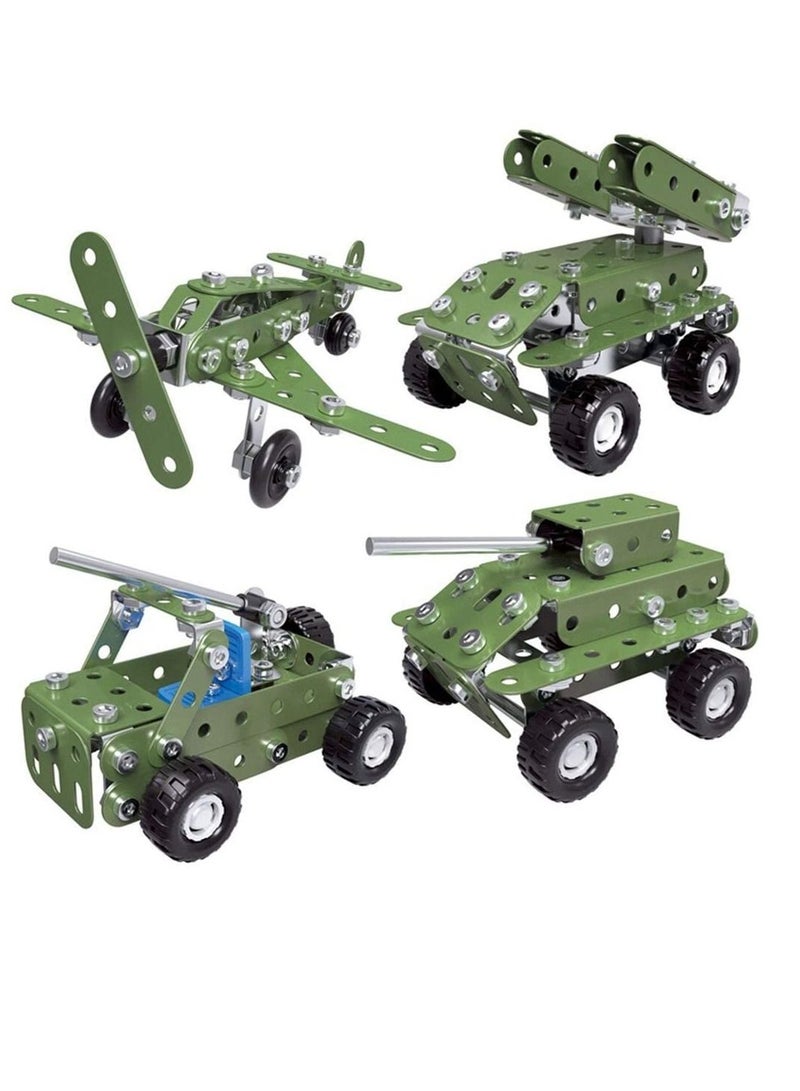 Rubik DIY STEM Toys Kit, Include Military Tank Assault Car Plane Truck Army Toys for Boys 8+, 4in1 Creative Metal Construction Building Educational DIY Toys Set  - Image 1