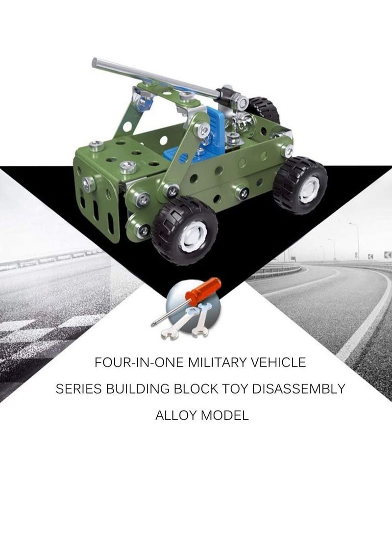 Rubik DIY STEM Toys Kit, Include Military Tank Assault Car Plane Truck Army Toys for Boys 8+, 4in1 Creative Metal Construction Building Educational DIY Toys Set  - Image 4