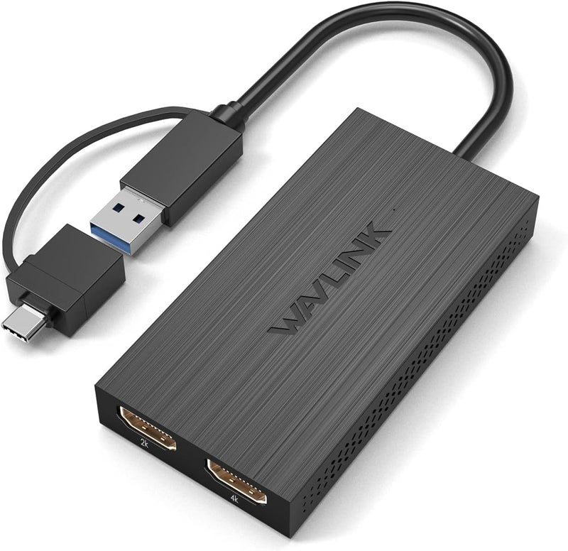 WAVLINK محول WAVLINK USB 3.0 أو USB C إلى HDMI لشاشات مزدوجة، محول رسومات فيديو عالمي لماك وويندوز، Thunderbolt 3/4، USB 3.0 أو USB-C، 1080p@60Hz - Image 1