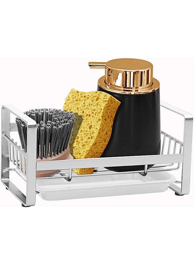S-TOP (Silver) - Kitchen Sponge Holder - Kitchen Sink Organiser - Sink Caddy - Sink Tray - Soap Holder - SUS304 Stainless Steel,Silver - Image 1