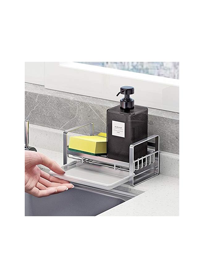 S-TOP (Silver) - Kitchen Sponge Holder - Kitchen Sink Organiser - Sink Caddy - Sink Tray - Soap Holder - SUS304 Stainless Steel,Silver - Image 2