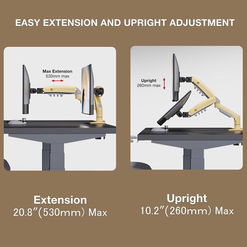 NB ERGONOMIC Monitor Mount for 17 to Inch Computer Screens, Monitor Stand Gas Spring Monitor Arm Load Max 9 kg VESA 75/100 mm Monitor Mount (F80-XD) - Image 5