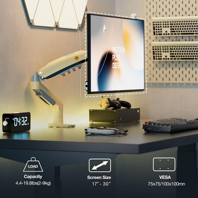 NB ERGONOMIC Monitor Mount for 17 to Inch Computer Screens, Monitor Stand Gas Spring Monitor Arm Load Max 9 kg VESA 75/100 mm Monitor Mount (F80-XD) - Image 2