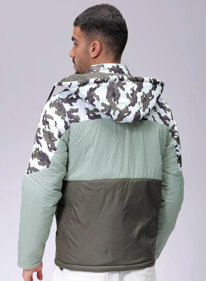 ذا انديان كراج كو Men Slim Fit Camouflage Puffer Jackets