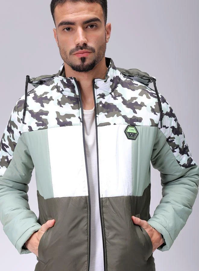 ذا انديان كراج كو Men Slim Fit Camouflage Puffer Jackets