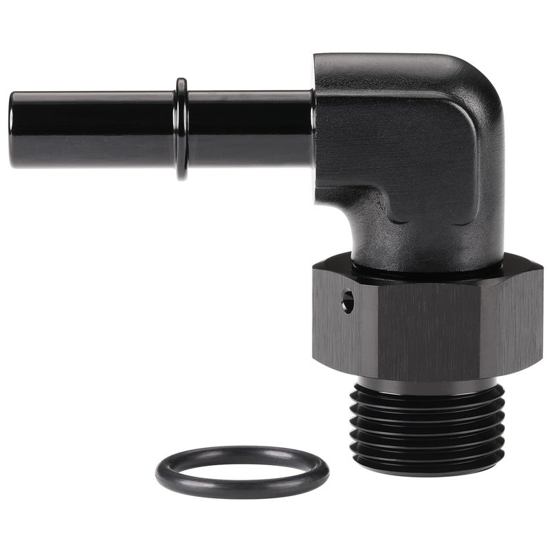 Podavelle 8AN 8 ORB Male to 38 SAE Quick Disconnect Connect Male Push On 90 Degree EFI Fuel Fitting Adapter Aluminum Black - Image 2