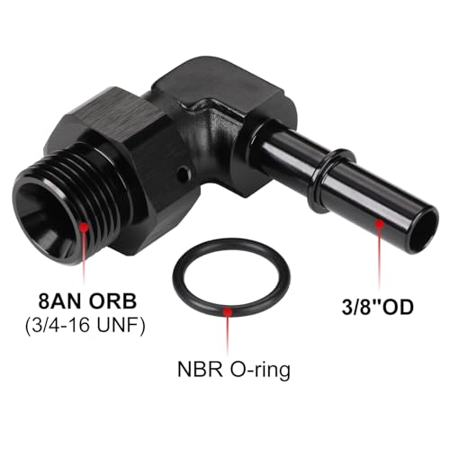 Podavelle 8AN 8 ORB Male to 38 SAE Quick Disconnect Connect Male Push On 90 Degree EFI Fuel Fitting Adapter Aluminum Black - Image 3