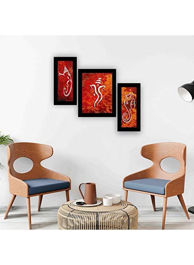SAF paintings Set of 3 Ganesha UV Textured Home Decorative Gift item Framed Painting 13.5 Inch X 22.5 Inch SANFS30427 - Image 2