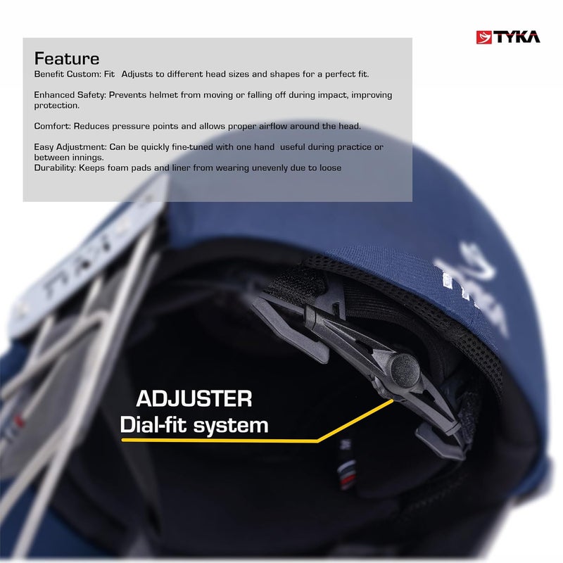 TYKA Force (Match) Steel Grill Cricket Helmet with Back Adjuster - Lightweight, Strong for Cricketers - Image 5