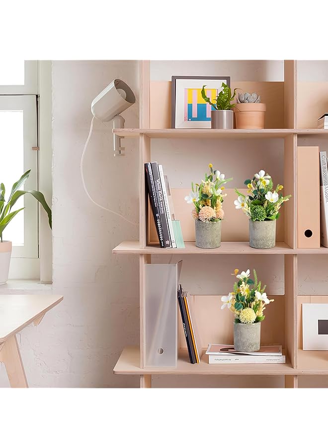 erorex Mini Fake Flowers Kit With Pulp Pot Artificial Flower Arrangement Small Faux Plant Potted Decor For Bookshelves Tables Rustic And Farmhouse Decor Home Decor Kitchen Rooms 3 Pcs - Image 2