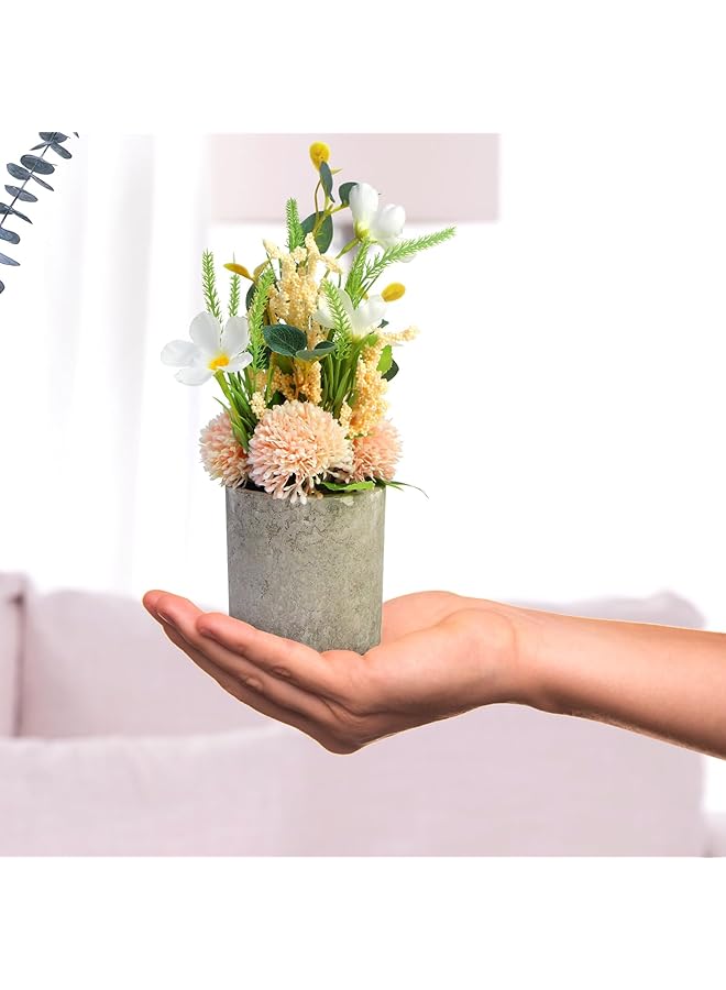 erorex Mini Fake Flowers Kit With Pulp Pot Artificial Flower Arrangement Small Faux Plant Potted Decor For Bookshelves Tables Rustic And Farmhouse Decor Home Decor Kitchen Rooms 3 Pcs - Image 4