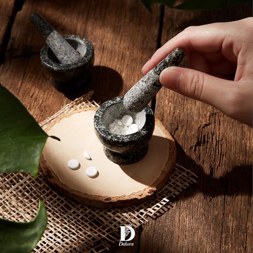 Dakorn Mortar and Pestle Set, Granite with Unpolished Inside, Tiny Size, 1.9", - Image 4