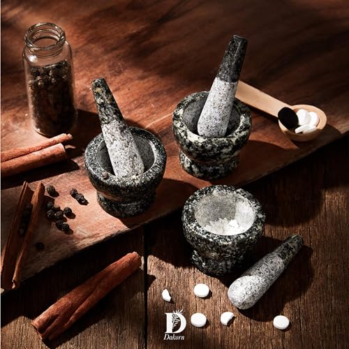 Dakorn Mortar and Pestle Set, Granite with Unpolished Inside, Tiny Size, 1.9", - Image 3
