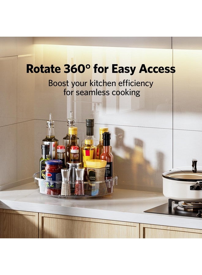 LAMU منظم لامو 4 عبوات دوار كسول لخزانة، 10.6 بوصة 12 بوصة منظم دوار للمخزن، المطبخ، الثلاجة، السطح، الحمام، تنظيم التوابل، منظم المكياج، شفاف - Image 3
