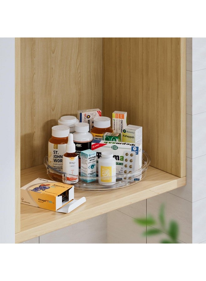 LAMU منظم لامو 4 عبوات دوار كسول لخزانة، 10.6 بوصة 12 بوصة منظم دوار للمخزن، المطبخ، الثلاجة، السطح، الحمام، تنظيم التوابل، منظم المكياج، شفاف - Image 4