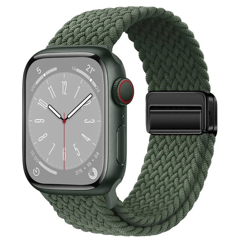 Bluejw New Magnetic Nylon Braided Loop Strap for Apple Watch Series 9 8 – Replace the Watch Strap with Elastic Bracelet & 49mm Metal Buckle Band for Women - Image 1