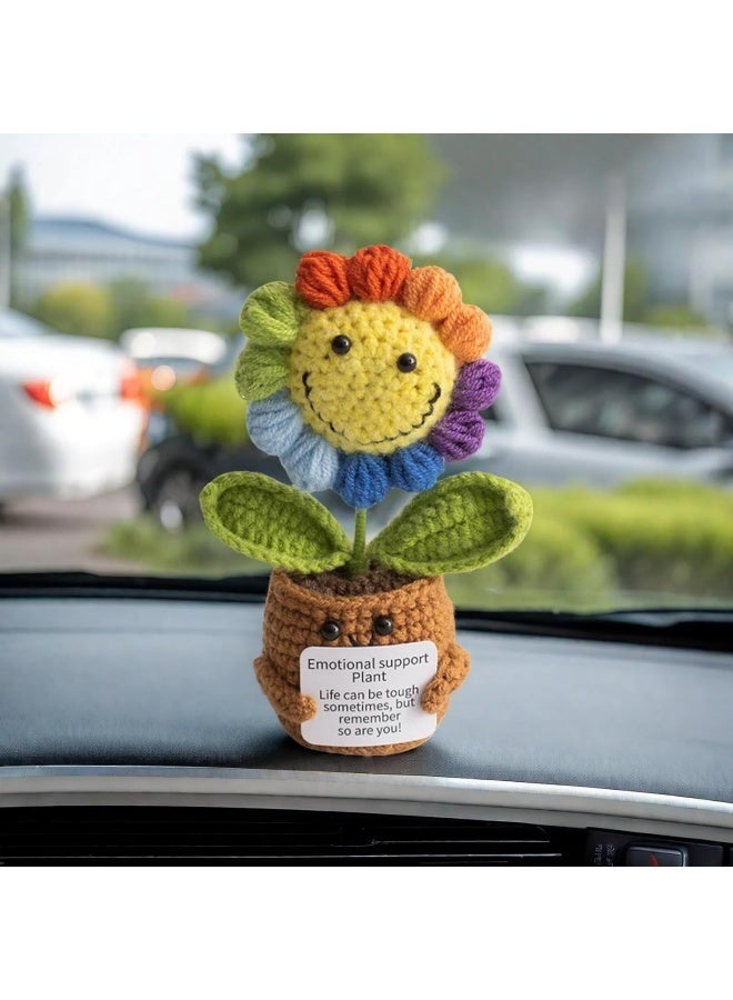 باقة زهور عباد الشمس المصنوعة يدويًا، هدية دعم عاطفي للنساء، ديكور للمكتب والمكتب، زهور عباد الشمس الاصطناعية للمنزل، لوحة قيادة السيارة، أعياد الميلاد، الشفاء العاجل 手工向日葵花束，女性情感支持礼物，办公室和办公室装饰器，家庭人造向日葵花，汽车仪表板，生日，快速恢复 - Image 3