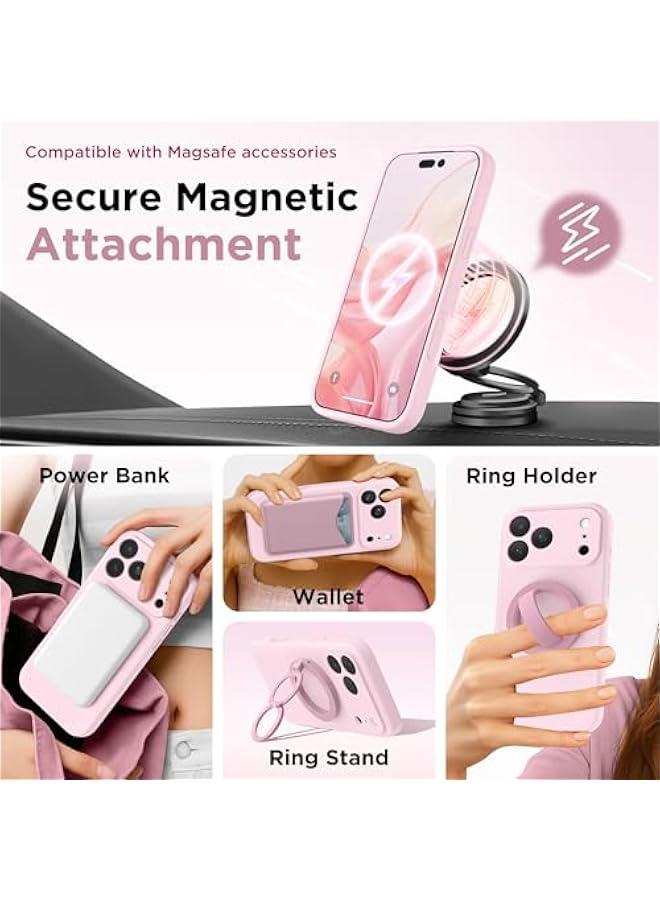 Magnetic for iPhone 17 Pro Case, Compatible with MagSafe, 【Full Camera Protection】 【Screen Protector】, Silicone Shockproof Phone Cover with Anti-Scratch Microfiber Lining, Chalk Pink - Image 4
