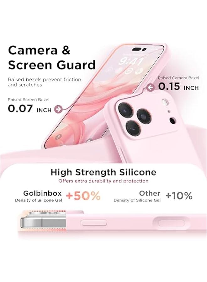Magnetic for iPhone 17 Pro Case, Compatible with MagSafe, 【Full Camera Protection】 【Screen Protector】, Silicone Shockproof Phone Cover with Anti-Scratch Microfiber Lining, Chalk Pink - Image 5