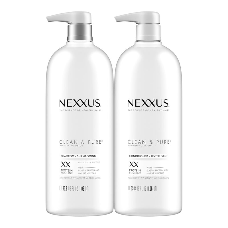 Nexxus Clean and Pure Clarifying Shampoo and Conditioner 2-Pack With ProteinFusion, for Nourished Hair Paraben Free 33.8 oz - Image 1