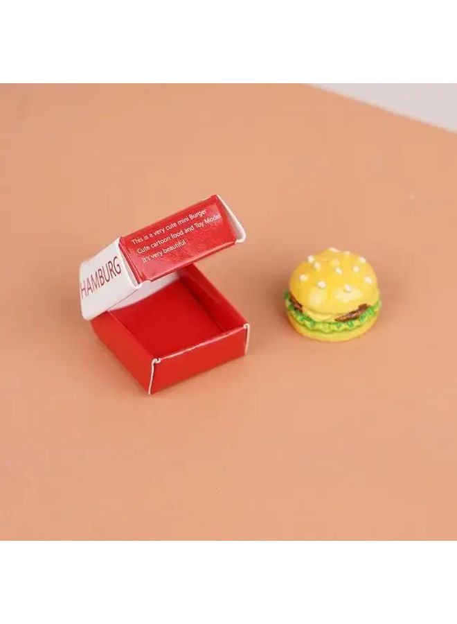 2 Pcs Mini Hamburgers Dollhouse Food Toys Realistic Red Yellow Design for Pretend Play - Image 4