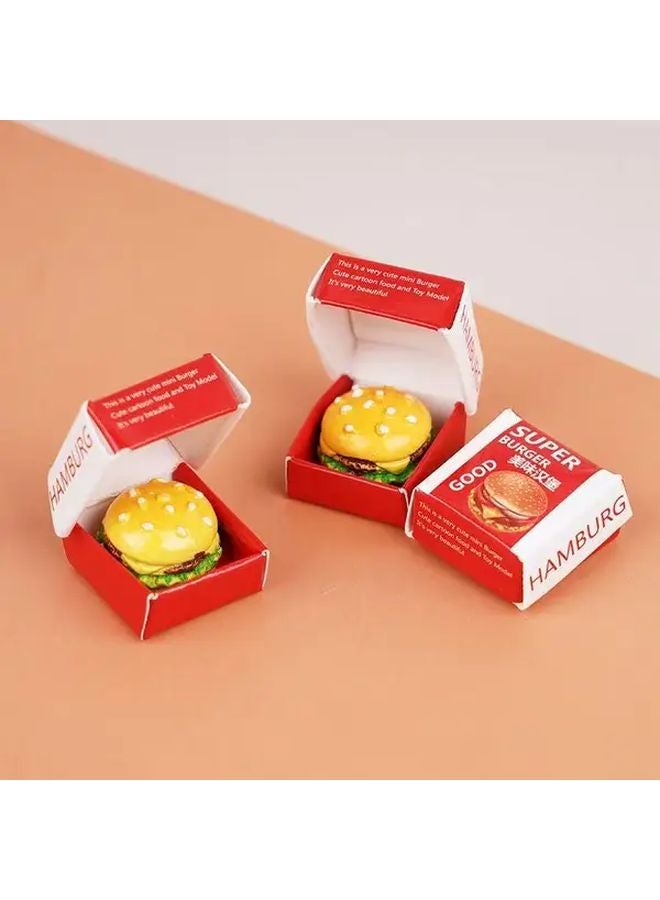 2 Pcs Mini Hamburgers Dollhouse Food Toys Realistic Red Yellow Design for Pretend Play - Image 2