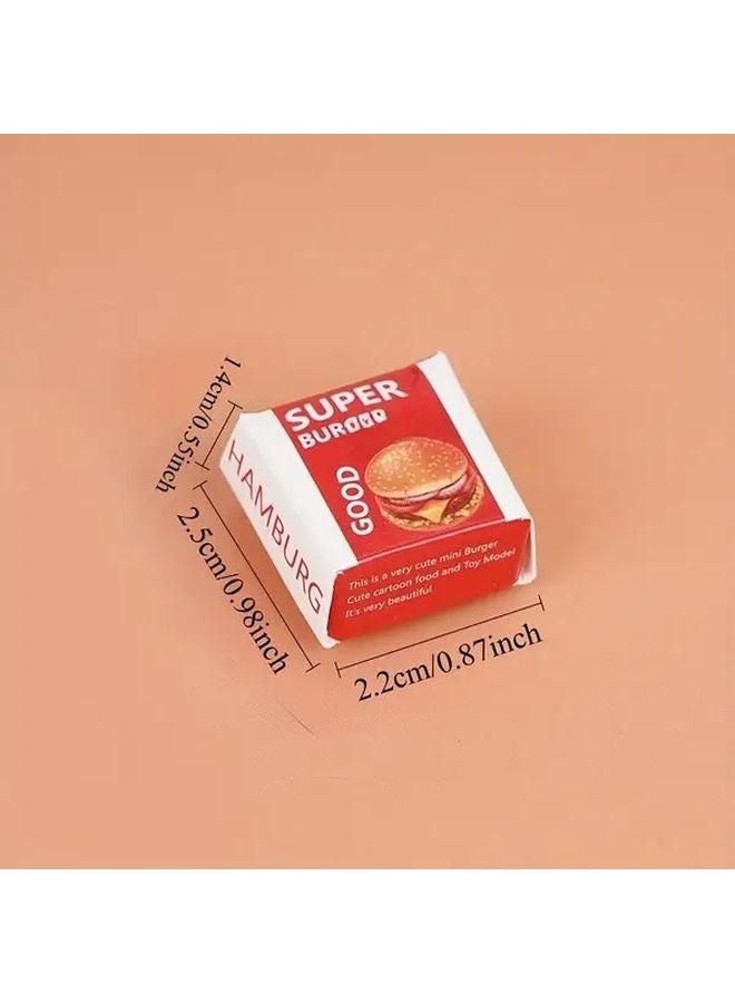 2 Pcs Mini Hamburgers Dollhouse Food Toys Realistic Red Yellow Design for Pretend Play - Image 3