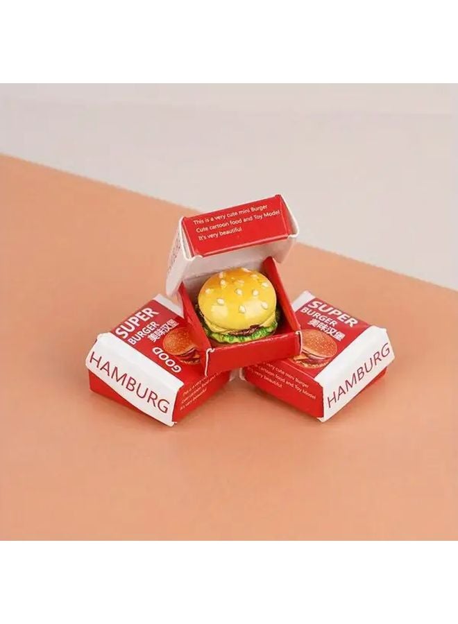2 Pcs Mini Hamburgers Dollhouse Food Toys Realistic Red Yellow Design for Pretend Play - Image 5
