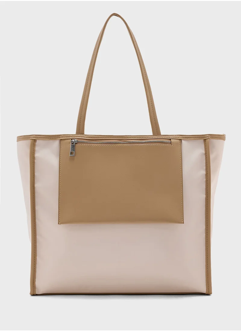 ايلا Mix Material Multipocket Tote Bag