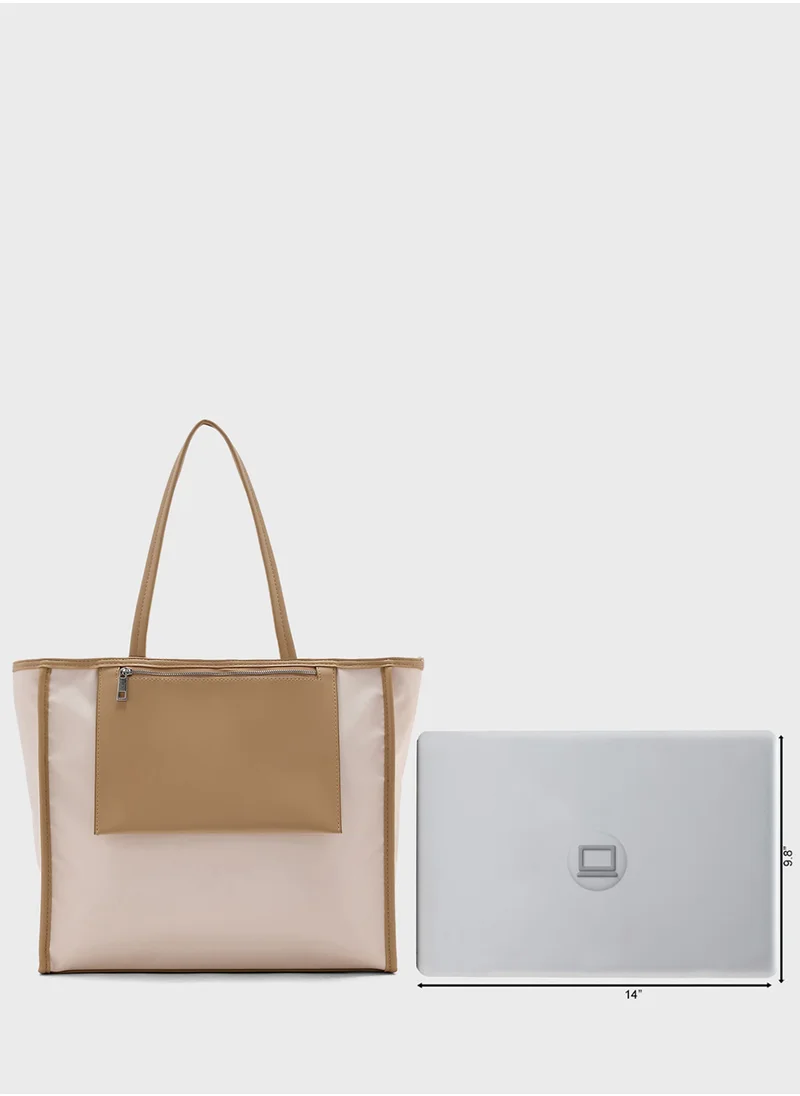ايلا Mix Material Multipocket Tote Bag