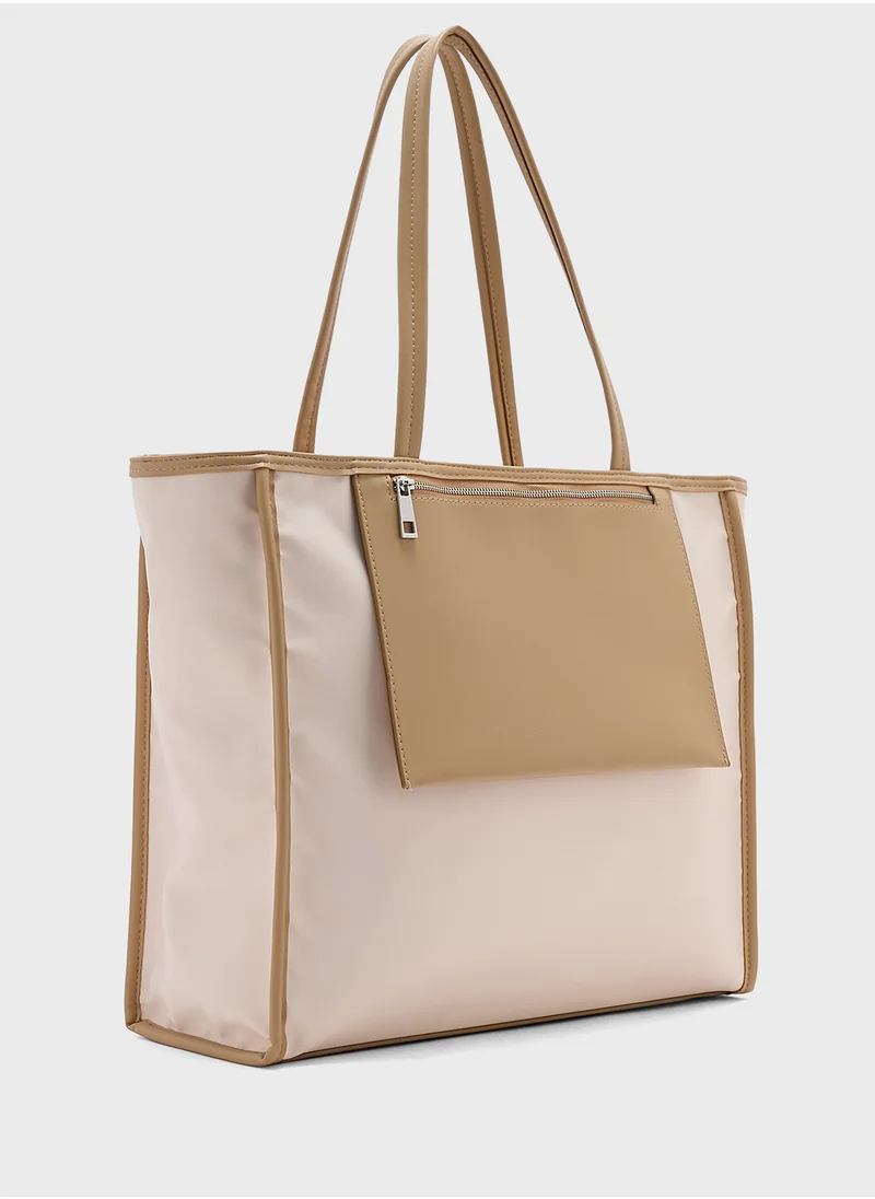 ايلا Mix Material Multipocket Tote Bag