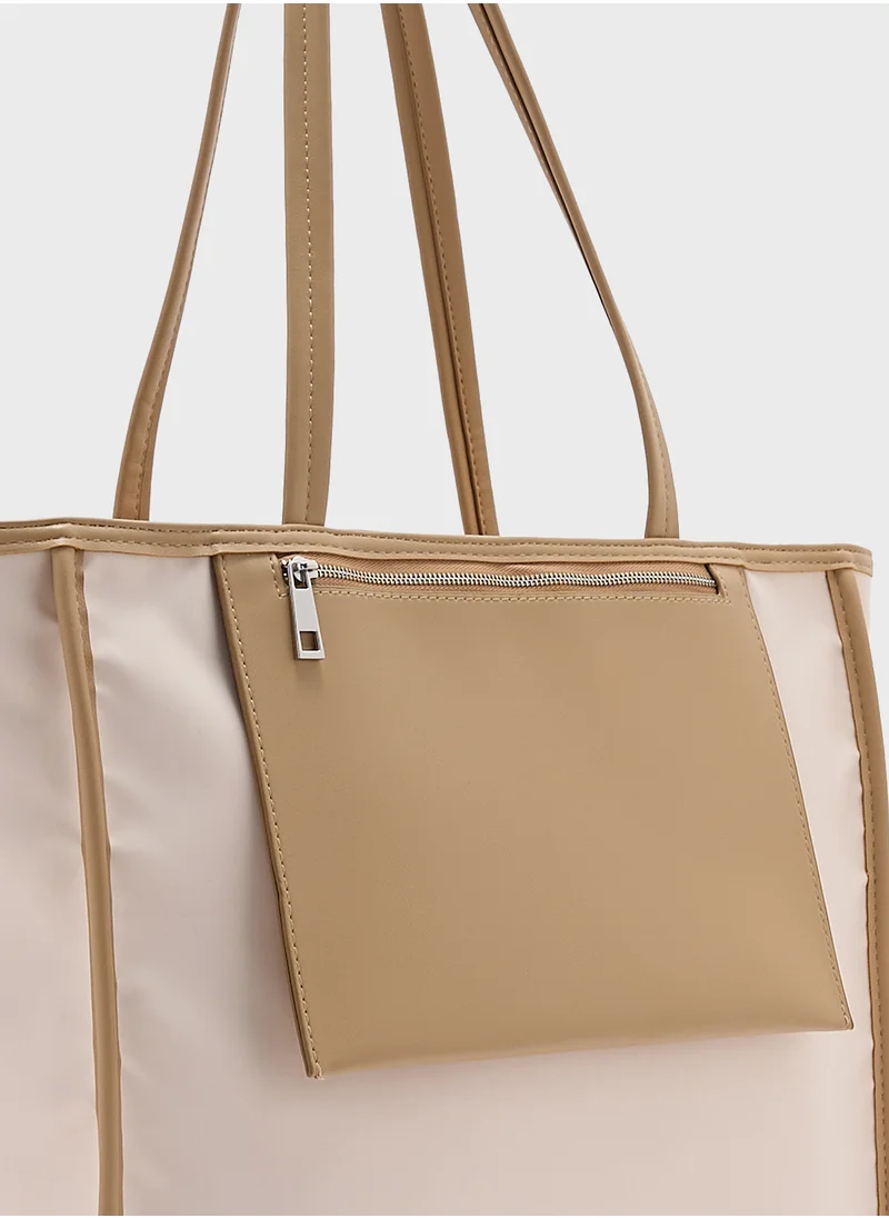 ايلا Mix Material Multipocket Tote Bag
