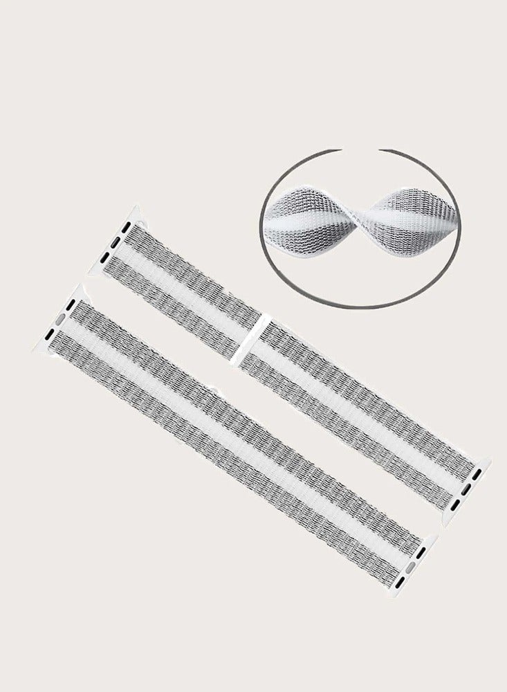 CATANES Nylon Sport Loop Band Compatible for Apple Watch 42mm (Series 10) 38mm 40mm 41mm Grey/White - Image 4