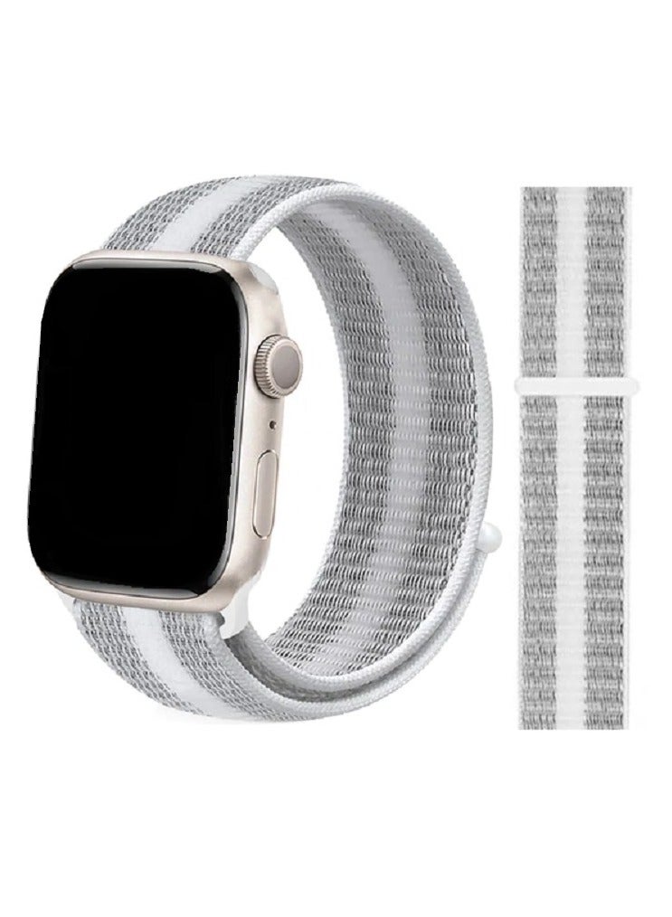 CATANES Nylon Sport Loop Band Compatible for Apple Watch 42mm (Series 10) 38mm 40mm 41mm Grey/White - Image 1