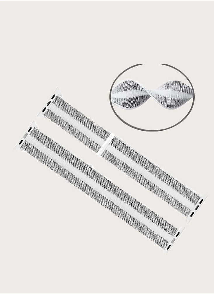 CATANES - Apple Watch 38mm 40mm 41mm Nylon Sport Loop Band Compatible with iWatch Series 7/SE/6/5/4/3/2/1 Grey/White - Image 1